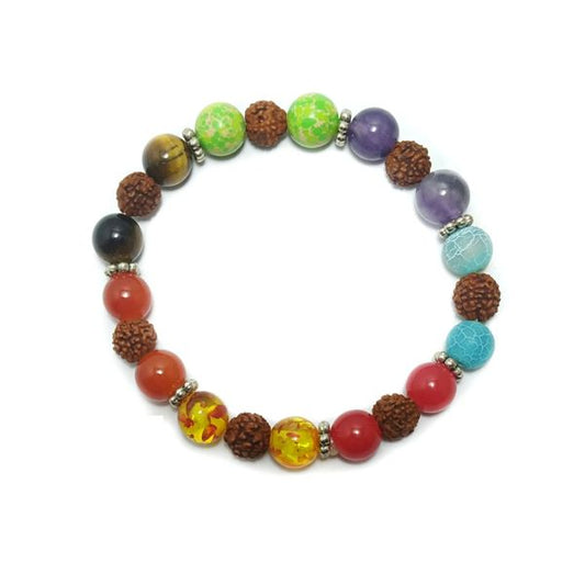 Rudraksh & Multi Color Beads bracelet