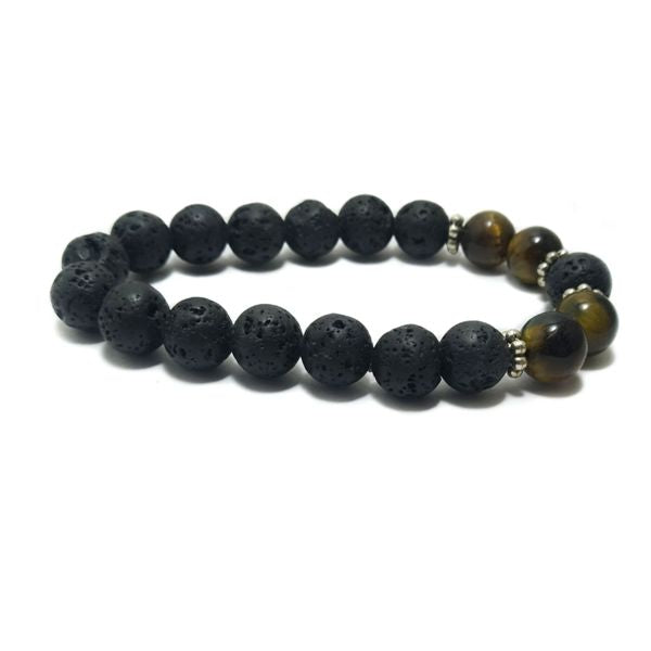 Tiger eye beads with silver plated charm bracelet