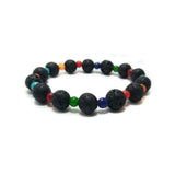 Small multicolor beads and natural lava beads bracelet