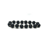 Simple lava and silver beads unisex bracelet