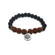 Lotus charm bracelet with rudraksh and lava beads Bracelet