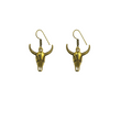 Bull shaped golden tone drop earring