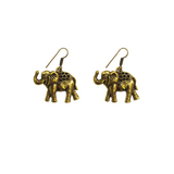 Golden tone elephant charm drop earring