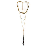 Trendy multiple layer fashion necklace with tassels