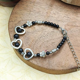 Oxidized Bracelet With Black Beads