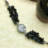 Black Beads German Silver Bracelet