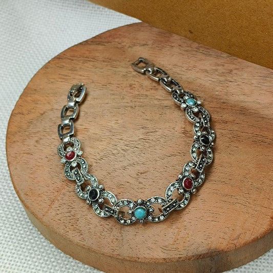 Oxidized Multi Color Stone Bracelet