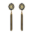 Charming Decorative Stone Stud with Chain Drop Earrings