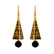 Geometric Cone Earrings With Black Bead