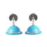 Peacock stud with classic color beaded jhumki earring