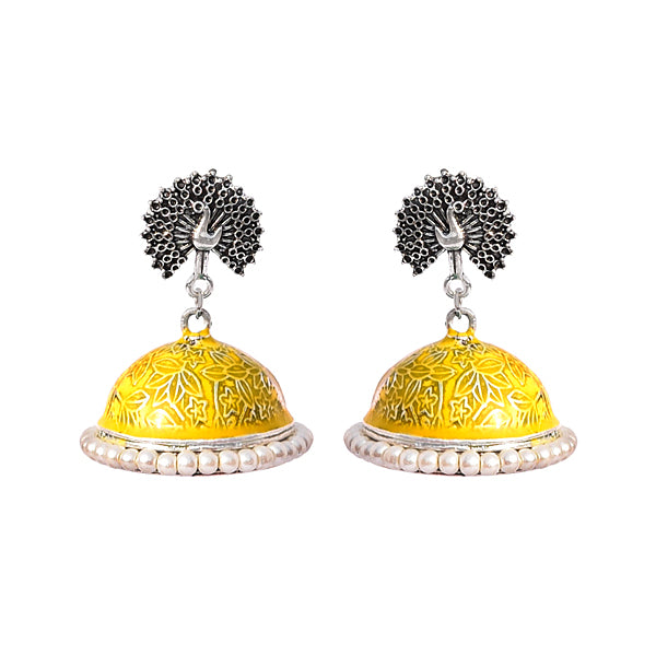 Peacock stud with classic color beaded jhumki earring