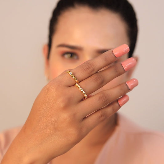 Gold Plated Tiny Diamond Imitation Ring