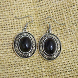 Black Onyx Pendant Necklace Earring Set