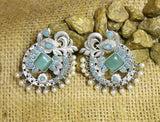 Sky Blue Stone Peacock Kundan Earrings
