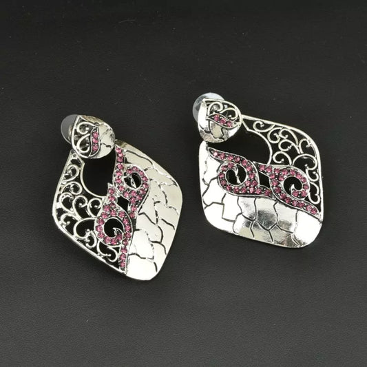 Purple stone studs earrings