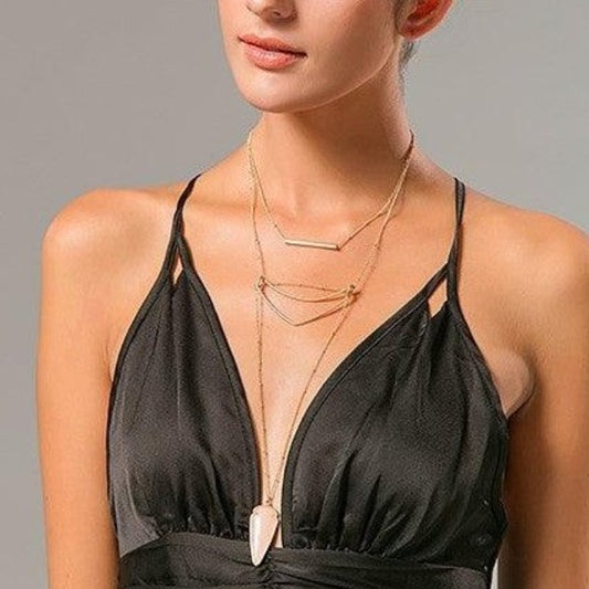 Long trendy layered necklace online - The Fineworld