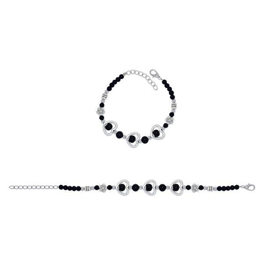 Oxidized Bracelet With Black Beads - The Fineworld