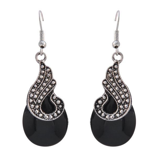 Attractive black stones drop earring