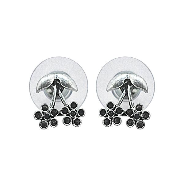 Flowers shaped with black stone metal earring - The Fineworld