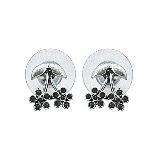 Flowers shaped with black stone metal earring - The Fineworld