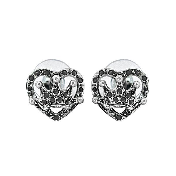 Heart and Crown Shaped German Silver Earring - The Fineworld