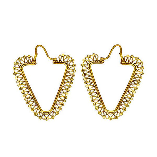 Triangle shaped gold plated earrings - The Fineworld