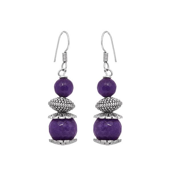 Dangle and Purple Drop German Silver Earrings - The Fineworld