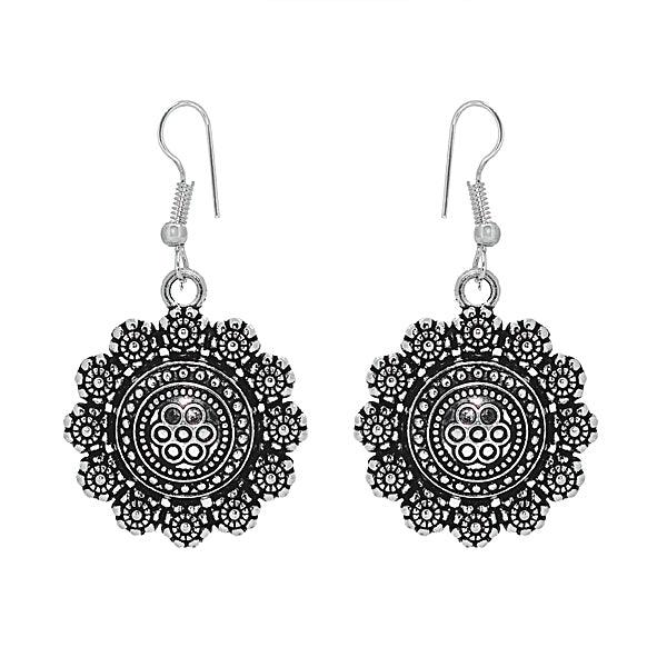 Classy designed black oxidized silver earrings - The Fineworld