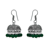 Box shaped green beads jhumki earrings - The Fineworld