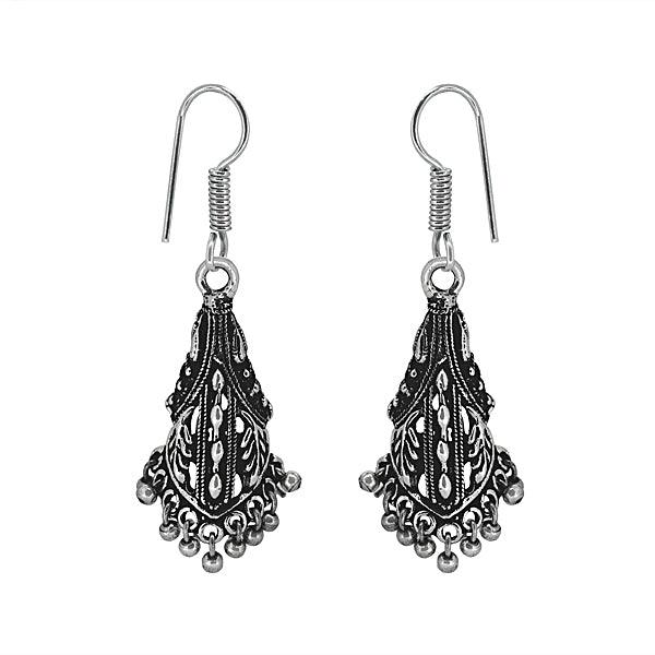 Long danglers in German silver with small hangings - The Fineworld