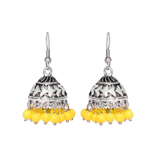 Trendy oxidized earrings with Yellow beads for women - The Fineworld