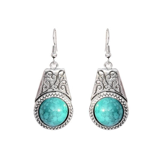 Oxidized German silver gemstone dangle hook earrings - The Fineworld
