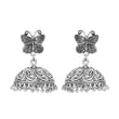 Butterfly stud oxidized silver jhumka earrings - The Fineworld