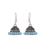 Sky blue beads gorgeous jhumki style earrings - The Fineworld