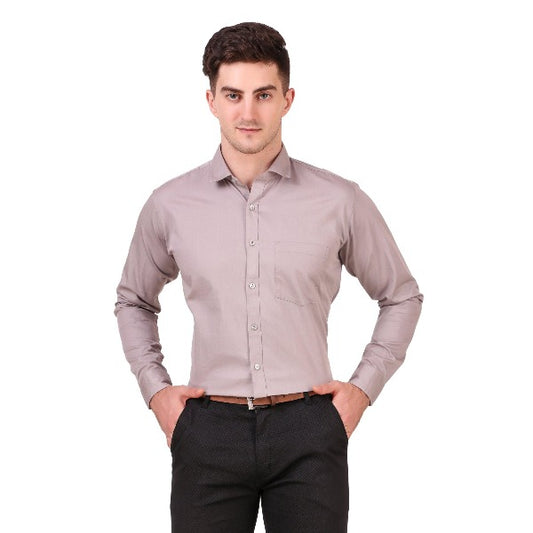 Gray Color 100% Cotton Spread Collar Shirt - The Fineworld