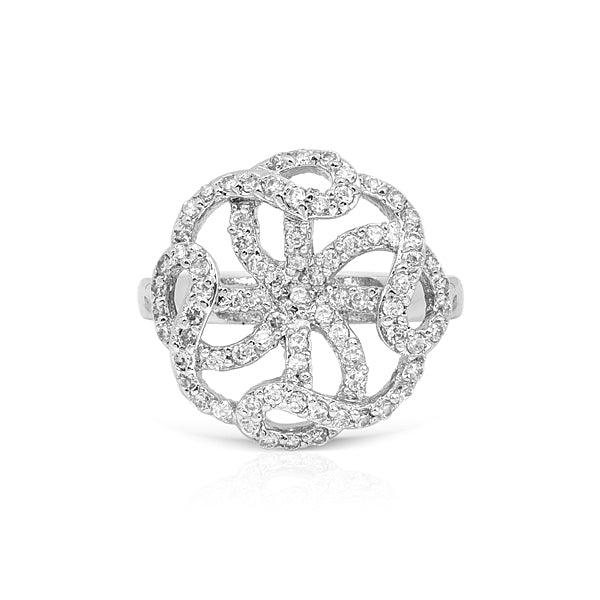 Super stylish flower shaped ring in silver color metal - The Fineworld