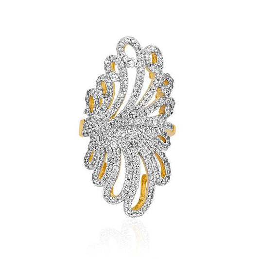 Floral Shaped Statement Ring With Shimmering - The Fineworld