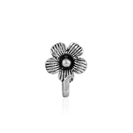 Blooming Flower Oxidized Clip On Nose Pin - The Fineworld