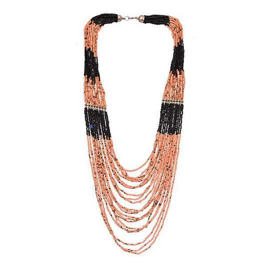 Peach and Black Color Traditional Rani Haar Necklace - The Fineworld