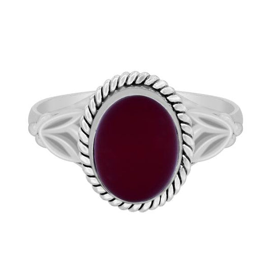 Blood Red Stone German Silver Ring - The Fineworld