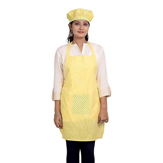 Lemon Textured Unisex Kitchen Apron with Cap and Front Pocket - The Fineworld
