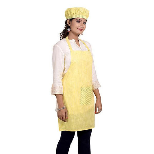 Lemon Textured Unisex Kitchen Apron with Cap and Front Pocket - The Fineworld