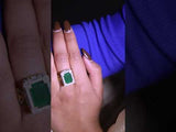 Big Square Emerald Diamond Imitation Ring With Shimmering