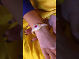 Wedding Gold Imitation Bracelet With White & Red Stone