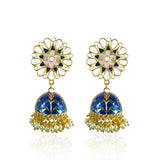 Stunning Floral Stylish Earrings With Enamel Jhumki