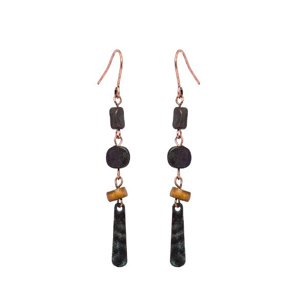 Drop Earrings With French Wire Closure & Patina Beads