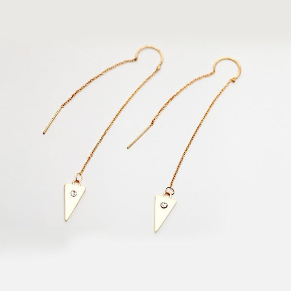 Triangular Gold Plated Chain Earrings
