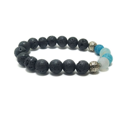 Sky blue beads and lave beaded bracelet