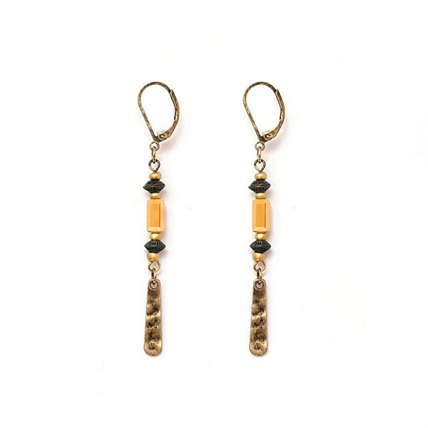 Long drop earrings with natural stone