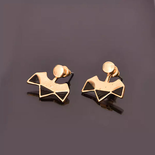 Black and golden stud earrings